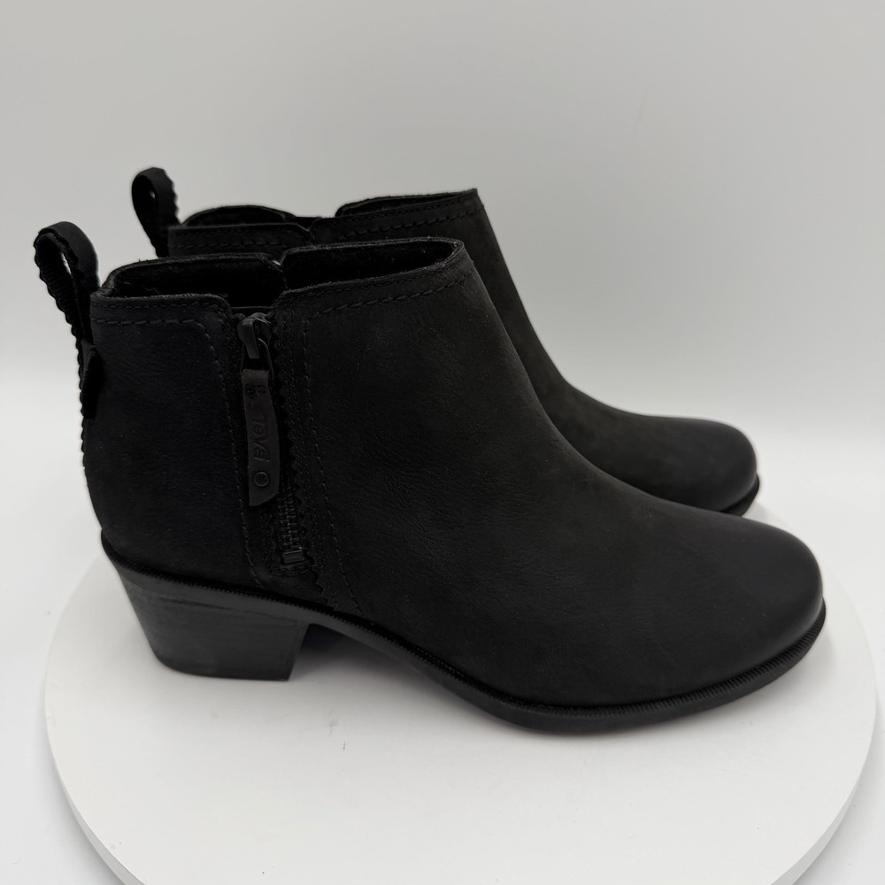 TEVA Anaya Black Waterproof Leather Ankle Boots/ Booties Women's Size 9.5 - Picture 2 of 8
